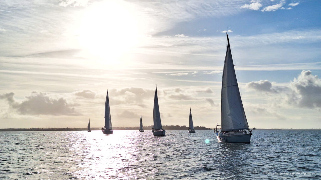 plusieurs bateaux à voile voguent au large de La Rochelle